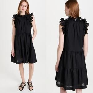 NEW Sea New York Lee Eyelet Embroidery Tunic Dress Black S